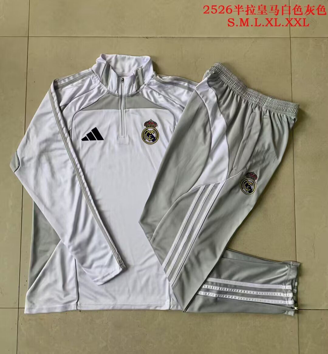 AAA Quality Real Madrid 25/26 Tracksuit - White/Grey